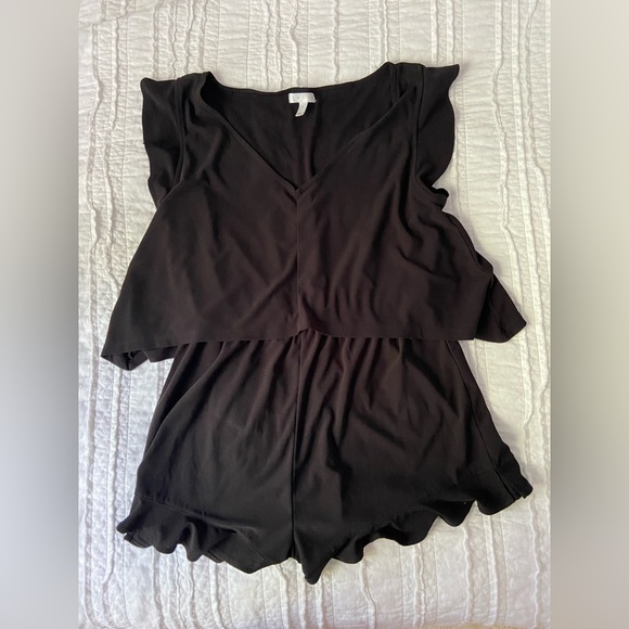 Black Leith Ruffle Romper - Picture 1 of 3